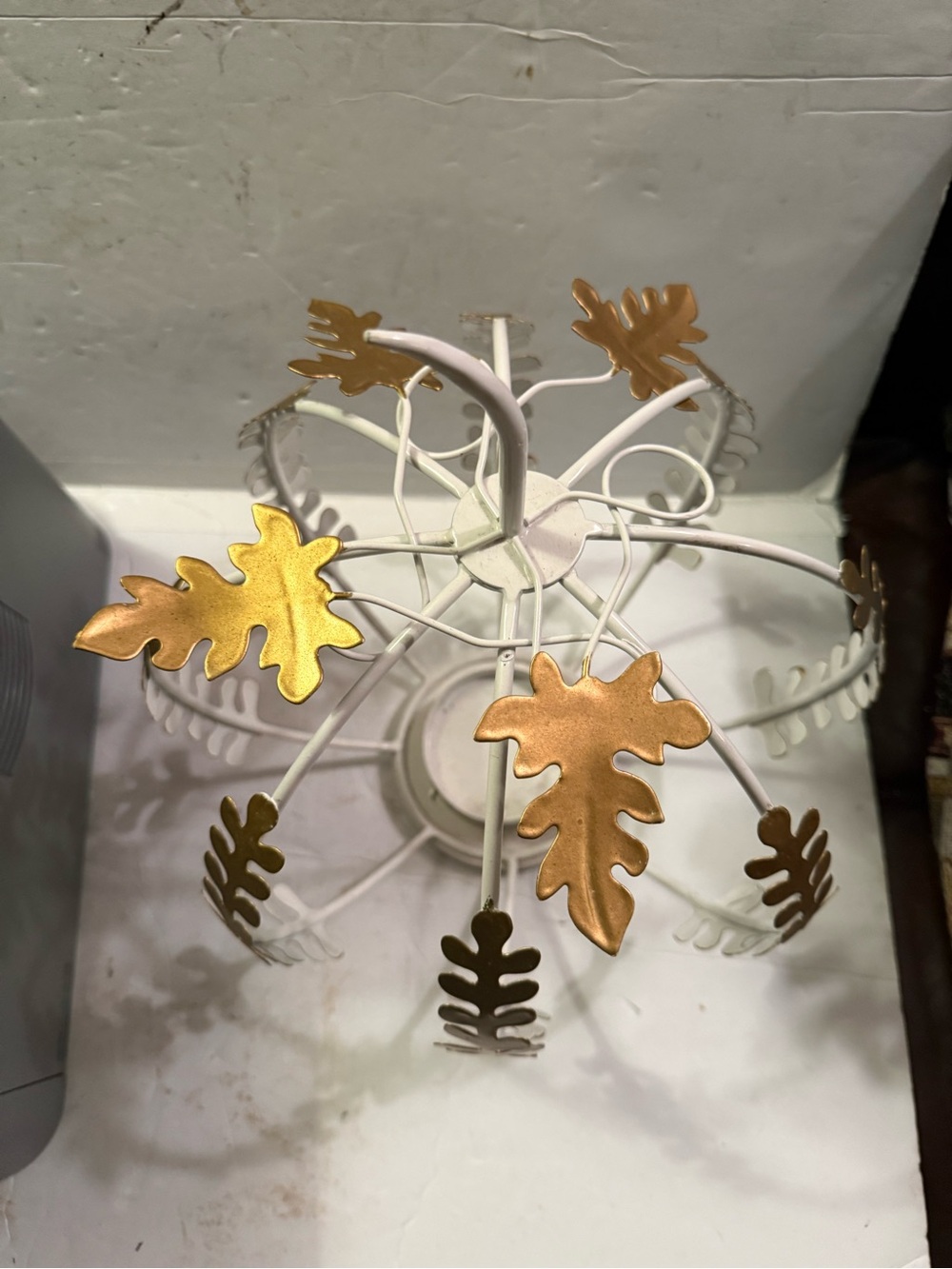 White and Gold Leaf Metal Wall Decor - Elegant Home Accent